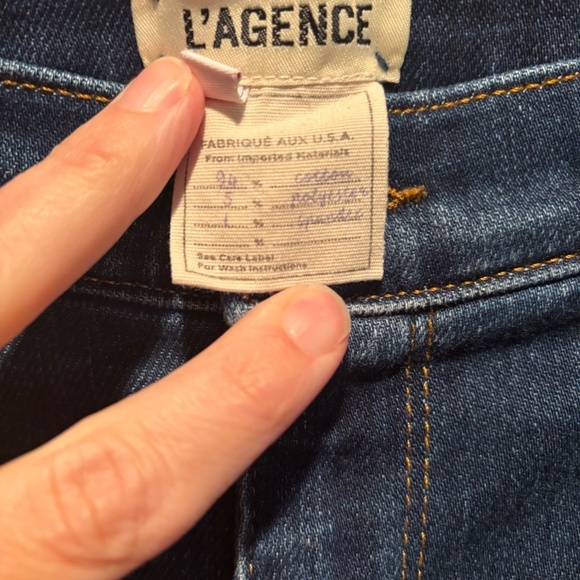 L'AGENCE Rachel High Rise Slim Jeans in Diamond Destruct Size 29 - Picture 5 of 7